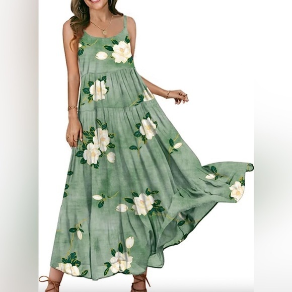 YES/NO Dresses & Skirts - YES/NO Woman’s Green Spaghetti Strap Maxi Sundress for Casual Wear Size 2XL